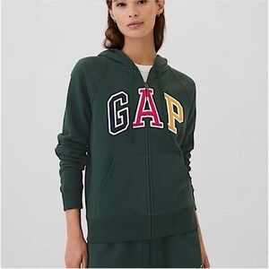 GAP Dark Green Zip-Up Hoodie Multicolor Spelled‎ Out Logo, XL